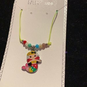 Rainbow & silverMermaid bead  slide necklace